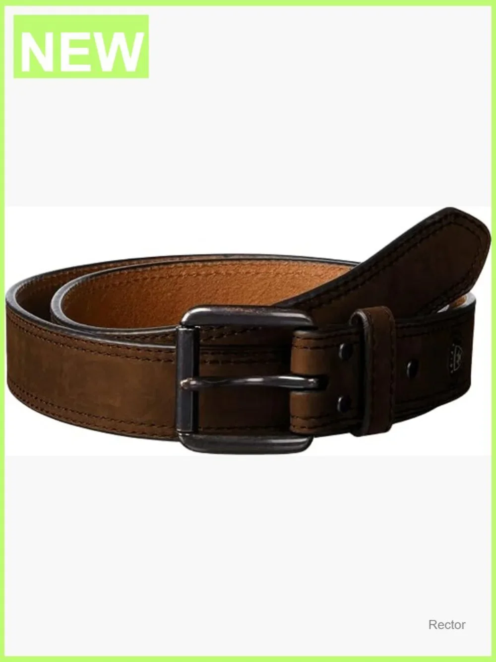Men's Western Leather Roller Buckle Belt Double Stitched